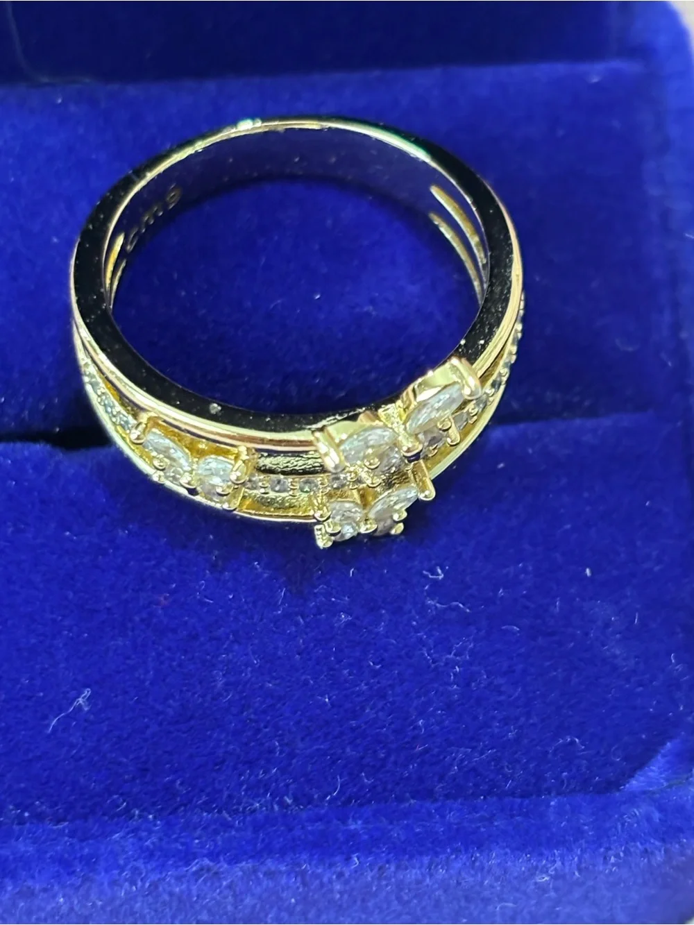 18kt Gold filled Butterfly Triple-Row Ring with Clear Stones